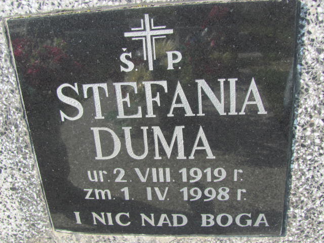 Stefania Duma 1919 Zaleszany - Grobonet - Wyszukiwarka osób pochowanych
