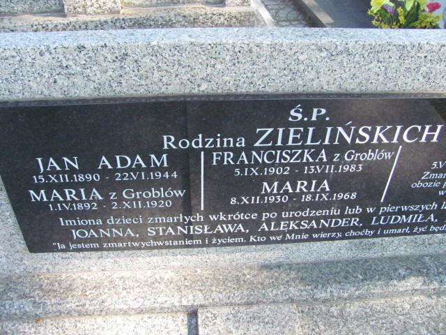 Jan Adam Zieliński 1890 Zaleszany - Grobonet - Wyszukiwarka osób pochowanych